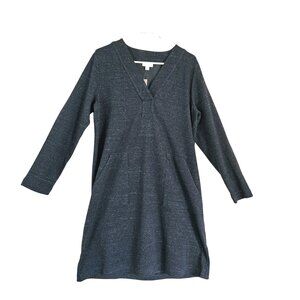 J.Jill Pure Jill Patch-Pocket V-Neck Dress Every Week- Charcoal Blue -sz L -NWT